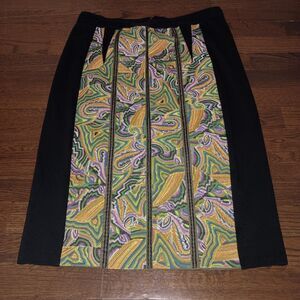 Maeve by Anthropologie Pencil Skirt Womens Size 12 Black Multicolor Stretch Knit